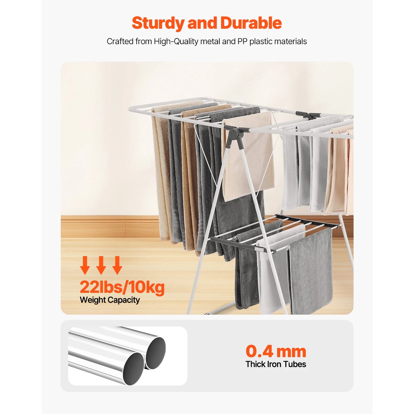 Clothes Drying Rack Foldable Laundry Dryer Rack With Sock Clips