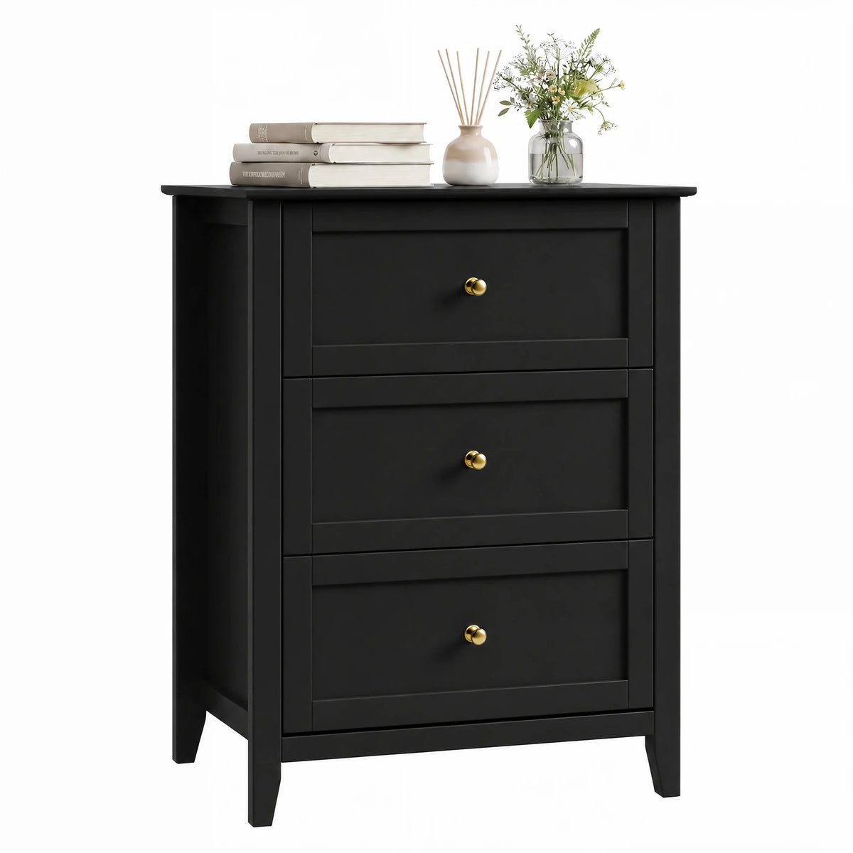 Modern 3 Drawer Bedroom Nightstand Storage Cabinet With Easy Assembly