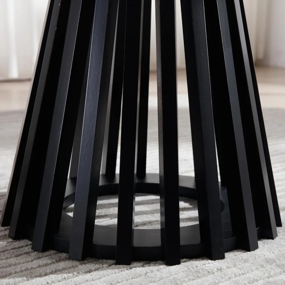 Round Coffee Table Modern Pedestal Wood Top Living Room