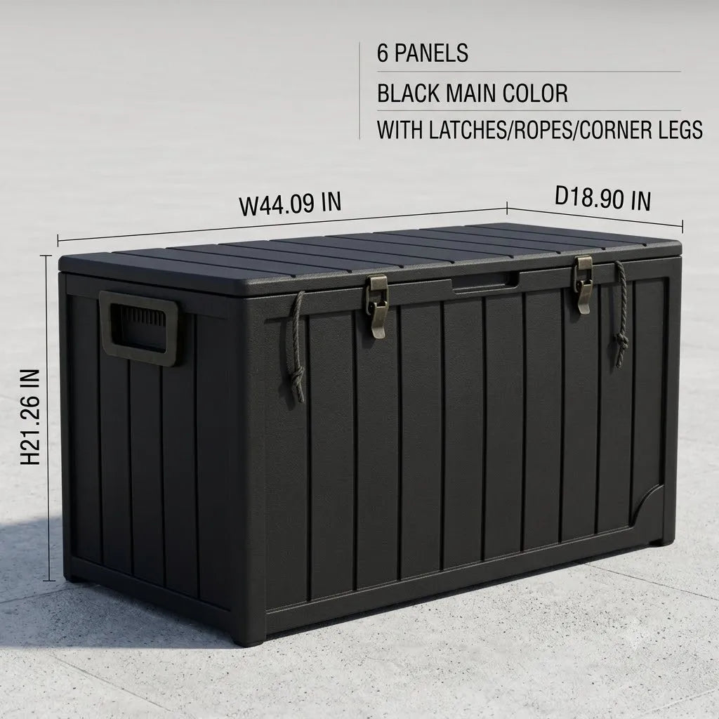 Outdoor Plastic Storage Box With Wheels And Lockable Latches