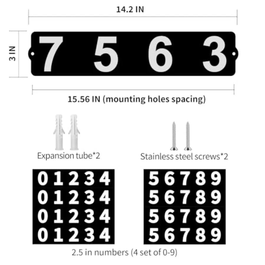 Wooden Address Plaque With Mailbox Numbers Waterproof Horizontal Mount