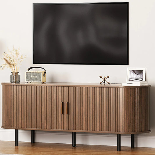 ONBRILL TV Stand With Power Outlet And Sliding Storage Doors