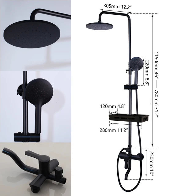 Kemaidi Rainfall Shower Faucet Single Lever Bathtub Mixer With Shelf