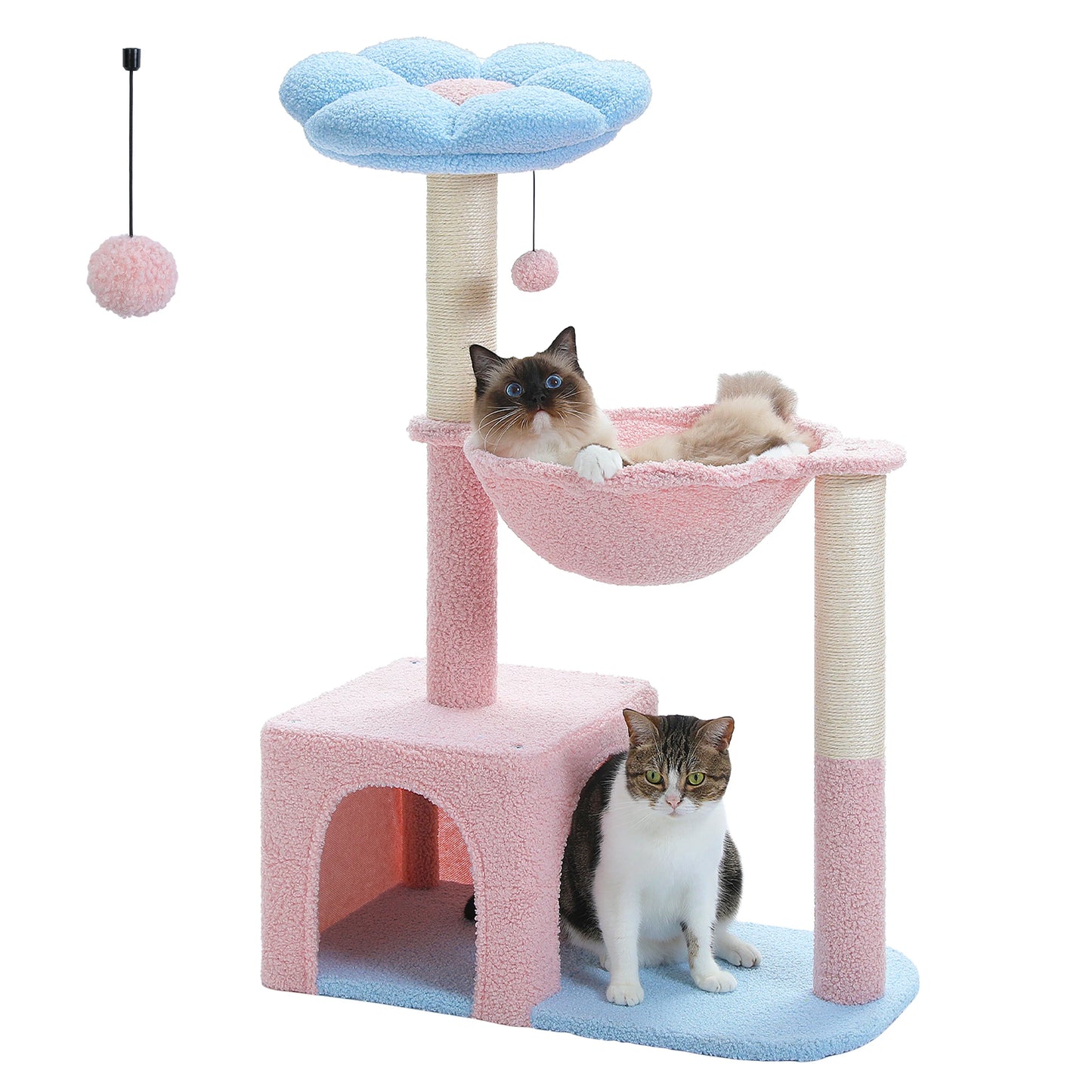 PETEPELA Flower Cat Tree With Metal Frame Hammock For Cats