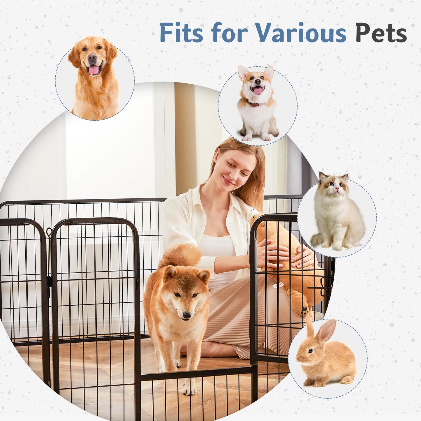 JHK Metal 12 Panel Dog Playpen Fence Foldable Indoor Outdoor Use