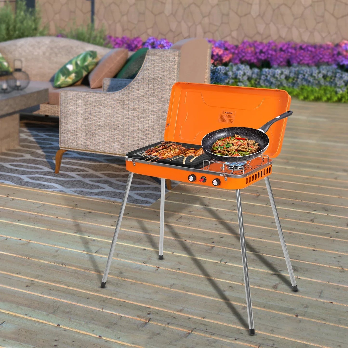 Portable Gas Camping Stove Dual Burner 5860 BTU Tabletop Grill