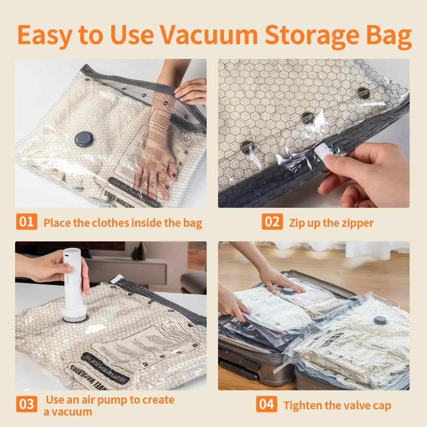 Vacuum Storage Bags With Electric Pump for Travel and Home
