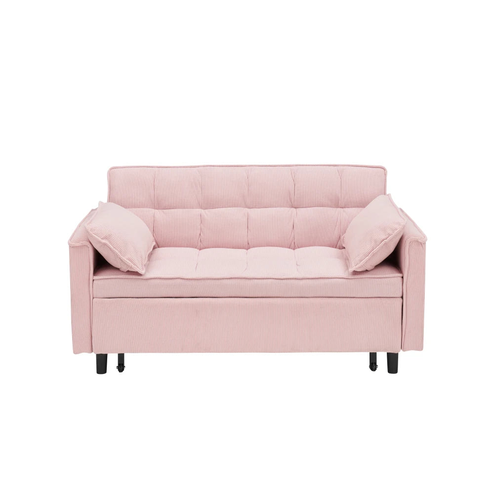 Corduroy Modular Sectional Sleeper Sofa With Pull Out Bed