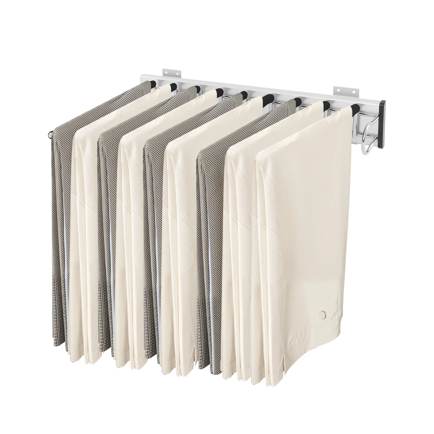 9-Rod Side Mounted Trouser Hanger With Pull-Out Rack Flocked Bars