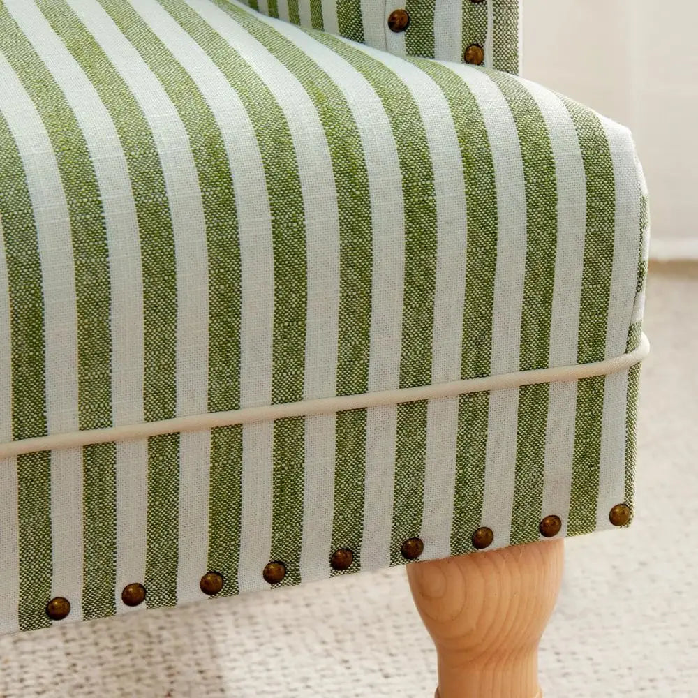 Linen Fabric Upholstered Armchair With Solid Wood Legs Club Chair