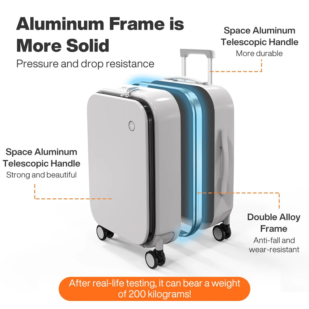 Mixi Aluminum Frame Front Opening Rolling Luggage M9291