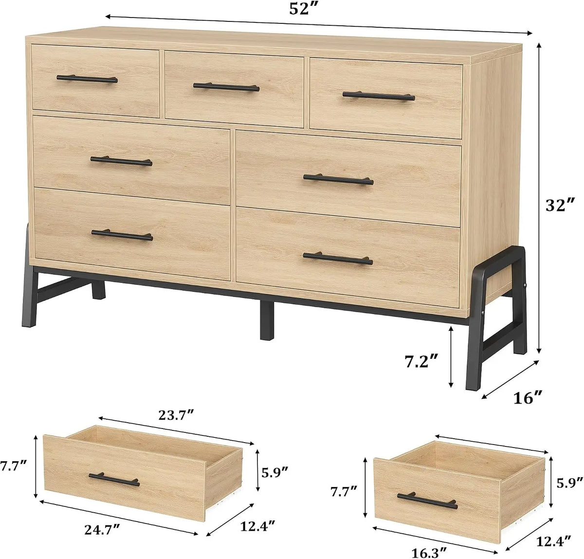 Garvee Modern Wooden Dresser Chest With Spacious Drawer Storage