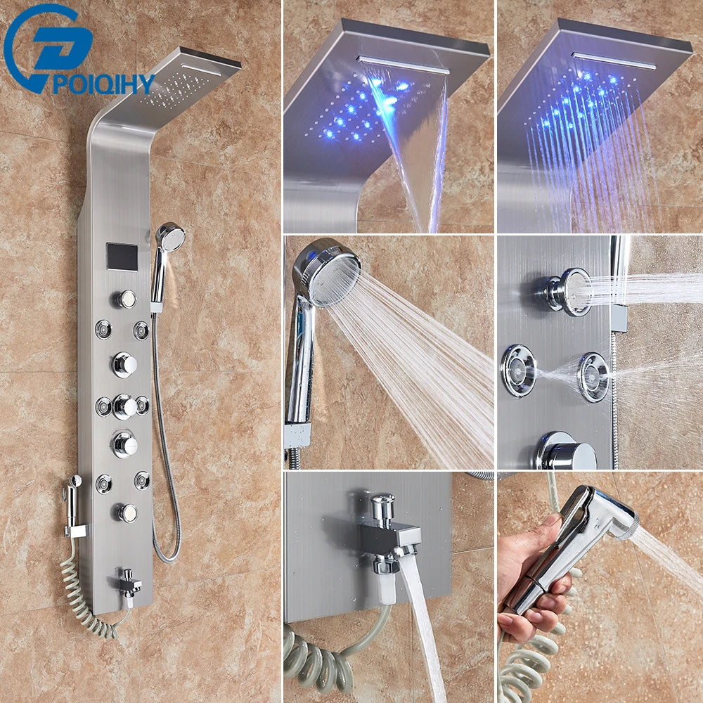 Poiqihy Bathroom Shower Faucet With Handheld Shower Panel