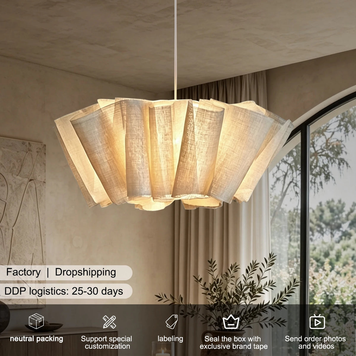 Yingxuan Wabi Sabi Pleated Pendant Chandelier for Dining Room