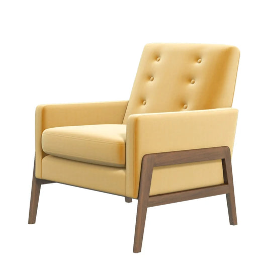 Solid Wood Velvet Leisure Chairs Mid Century Modern Living Room