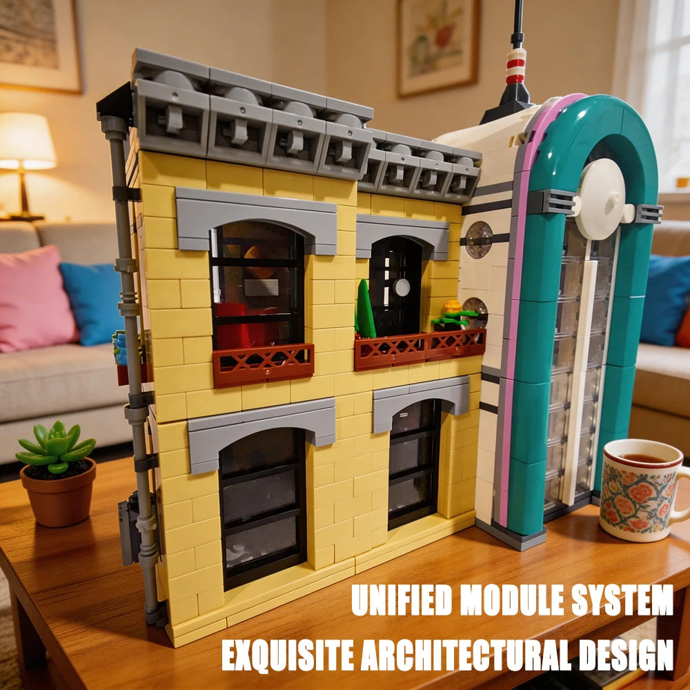 Downtown City Street View Building Blocks Set Assembly Square MOC