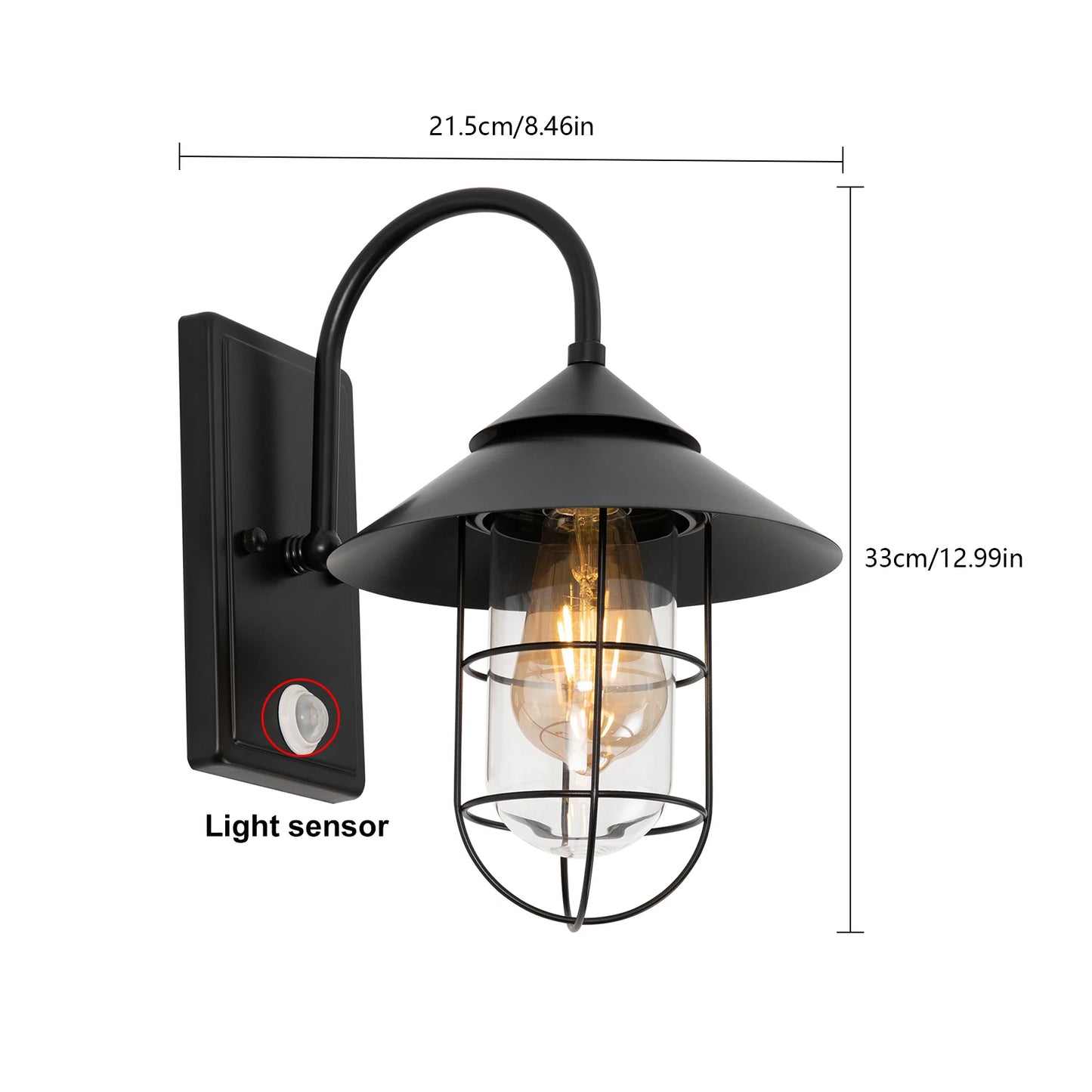 Bymaocar Retro Motion Sensor Wall Lamp With E26 Bulb Socket