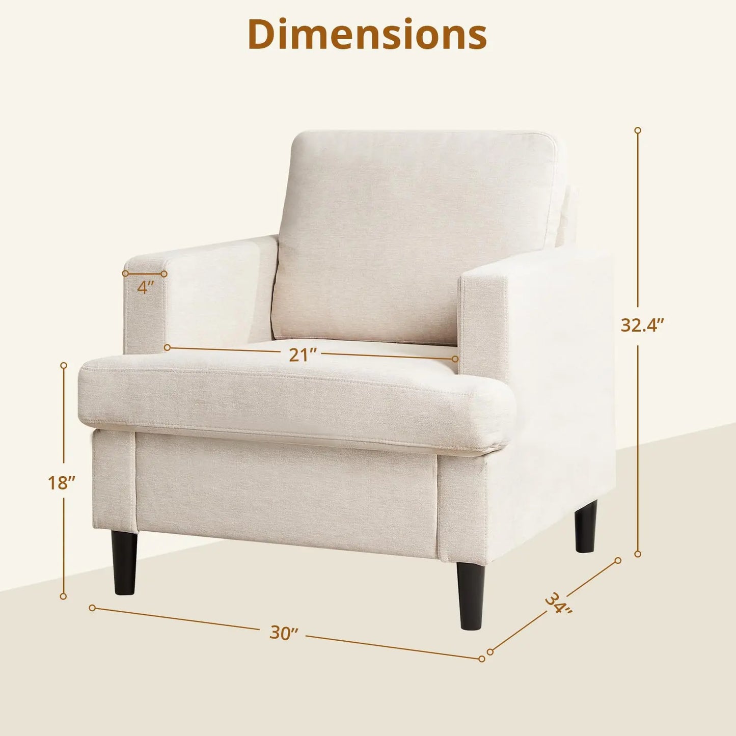Modern Linen Upholstered Accent Chair For Living Room And Office