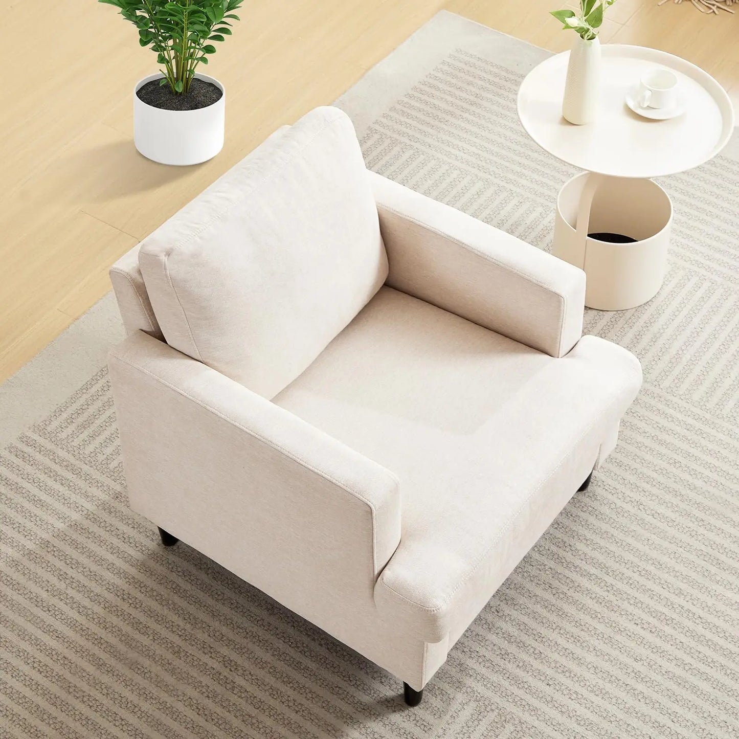 Modern Linen Upholstered Accent Chair For Living Room And Office
