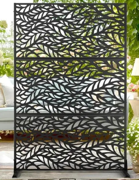 Hibest 3-Panel Freestanding Metal Privacy Screen Panel For Patio