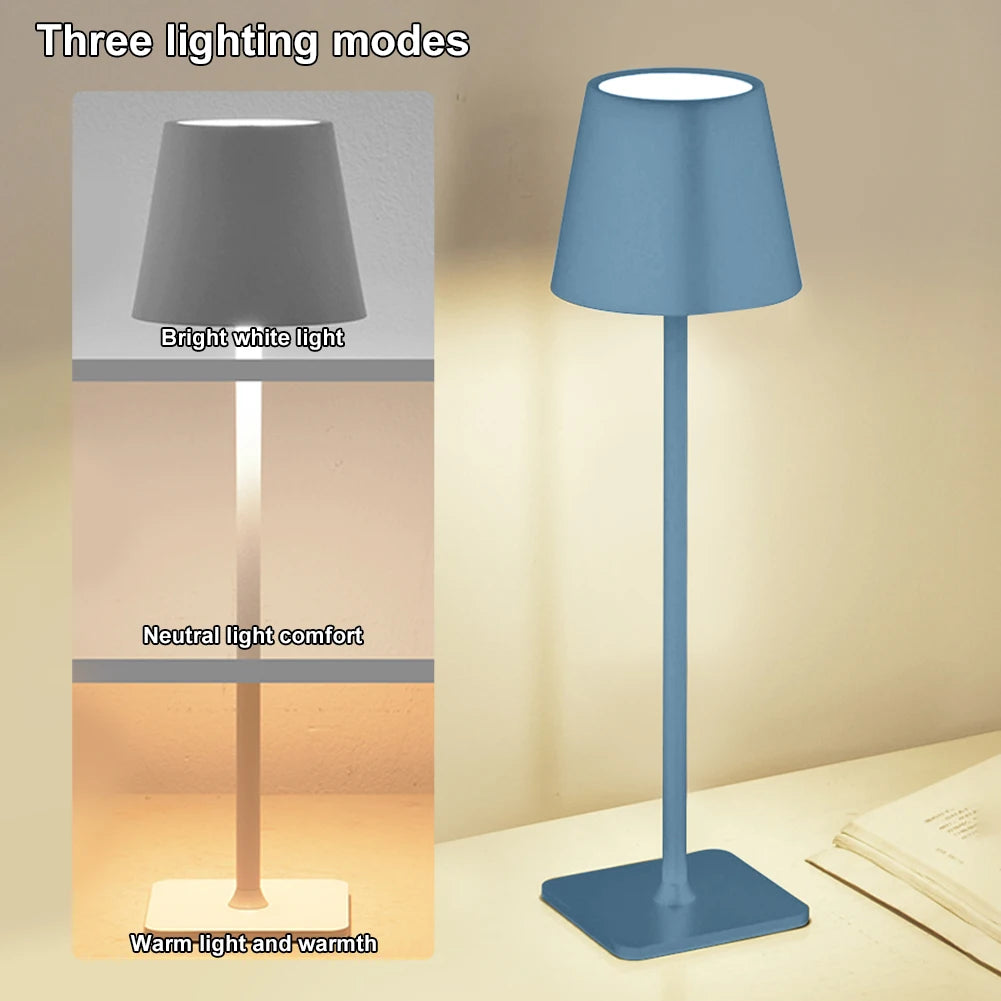 Cordless Table Lamp USB Rechargeable Stepless Dimmable Bar Restaurant Ambiance Wireless Lamp 3 Color Temperature IP54 Waterproof