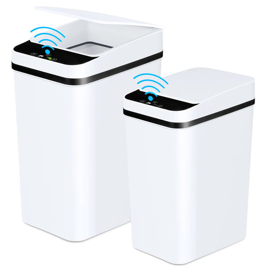 2 Pack Bathroom Touchless Trash Cans With Lid Motion Sensor
