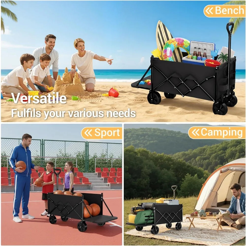 NBVCX Foldable Utility Wagon With Extended Tailgate For All Terrain