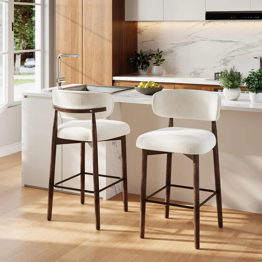 HiMISS Upholstered Counter Height Bar Stools With Back And Footrest