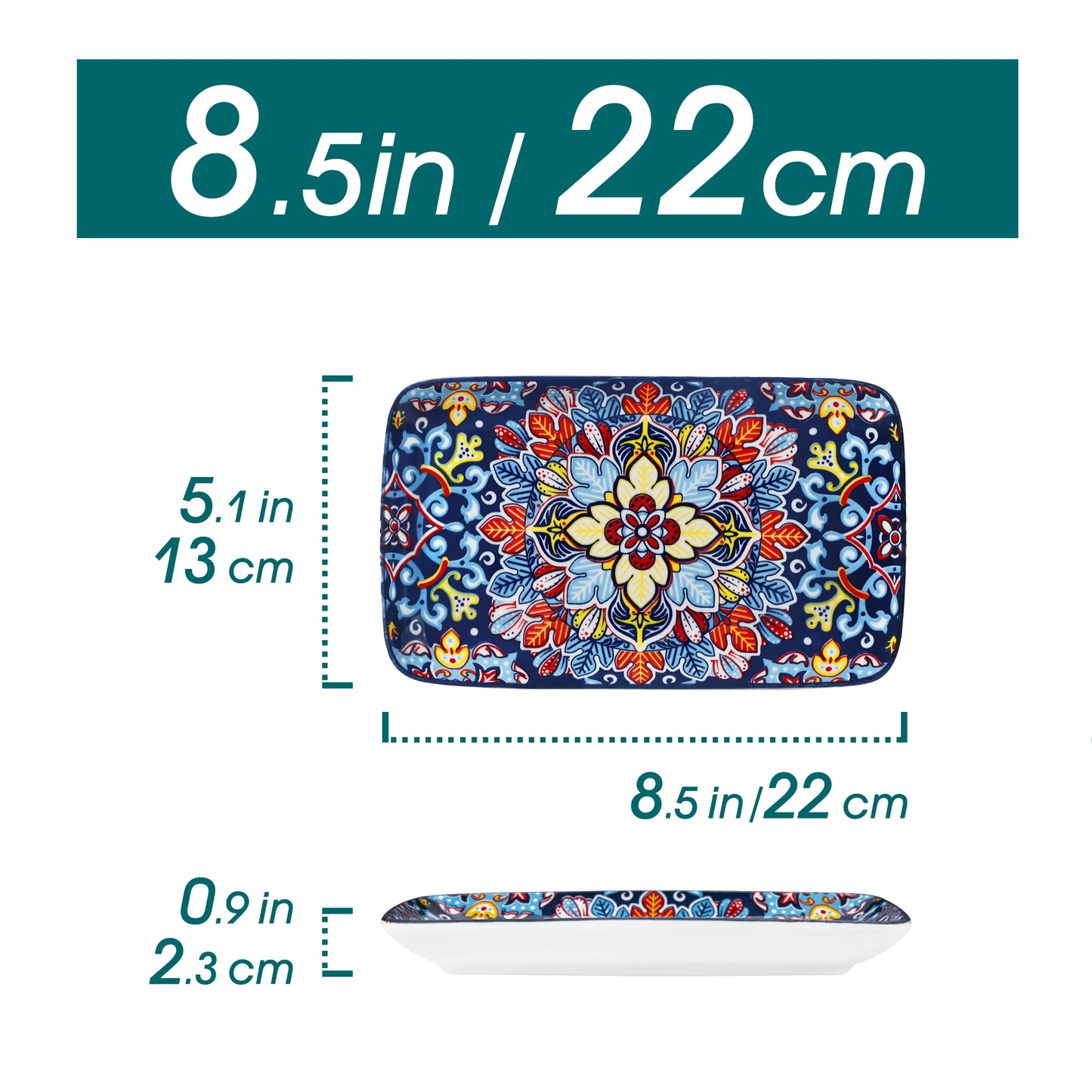 Malacasa Rectangular Porcelain Serving Plates Set for Everyday Dining