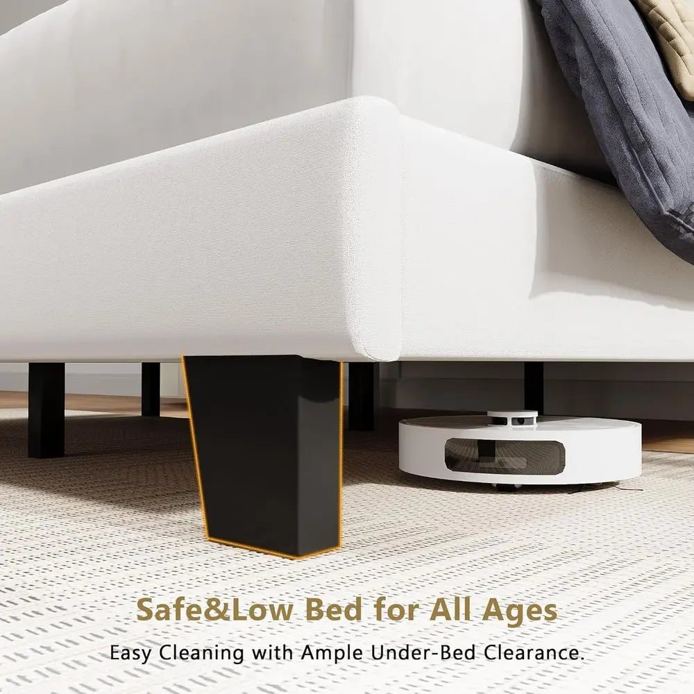 LISM Upholstered Platform Bed Frame With Vertical Velvet Headboard