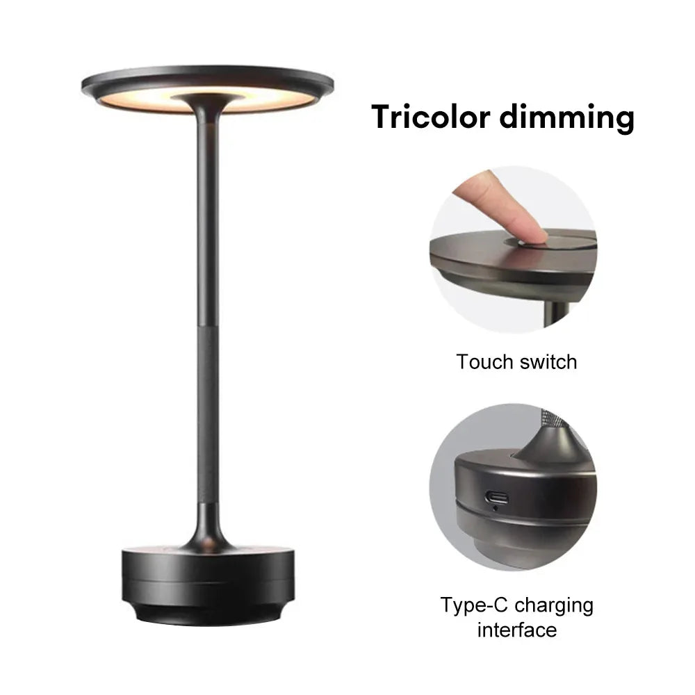 HPH LED Desk Lamp USB Touch Dimming Metal Night Light