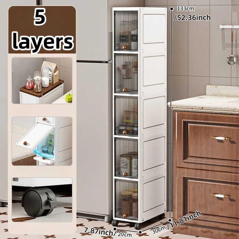 Rotating Flip Lid Narrow Storage Cabinet For Kitchen Bathroom