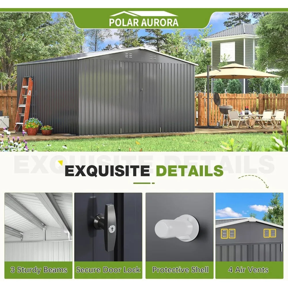 Metal Outdoor Storage Shed With Reinforced Frame For Backyard Waterproof