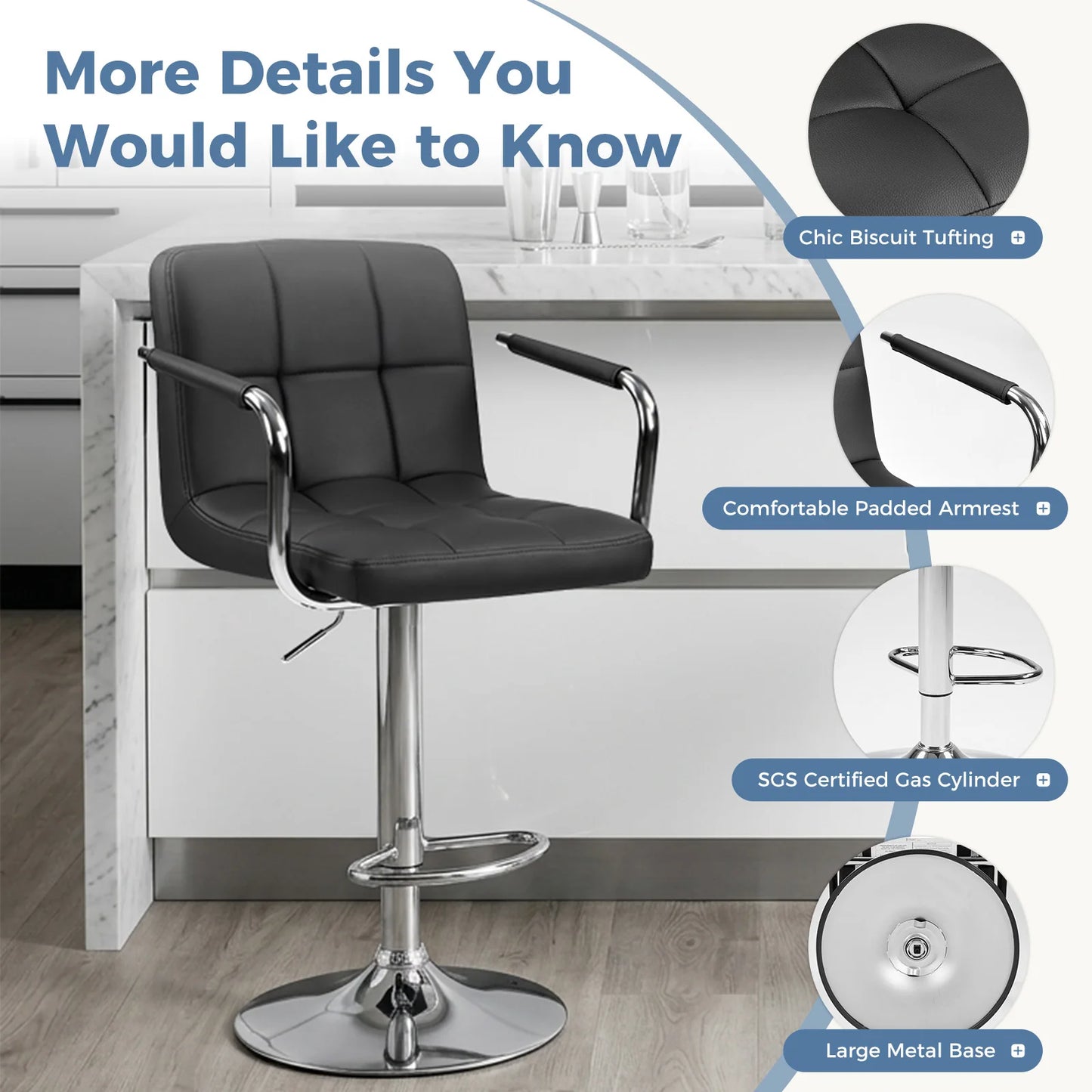 JHK Ergonomic PU Leather Armrests Office Chair With Adjustable Height