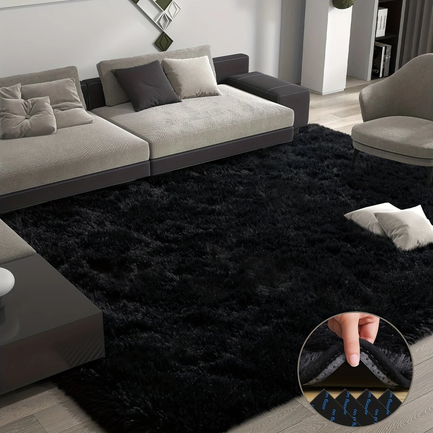 Plush Geometric Area Rug For Bedroom And Living Room