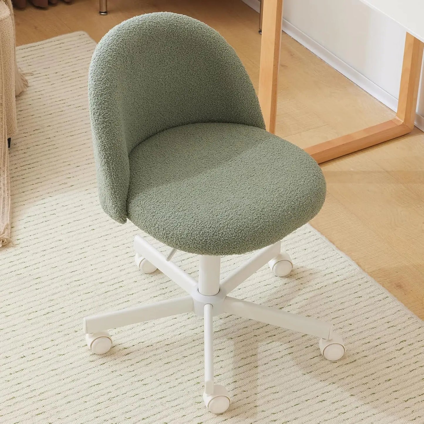 Velvet Vanity Chair With Back And Silent Wheels For Office