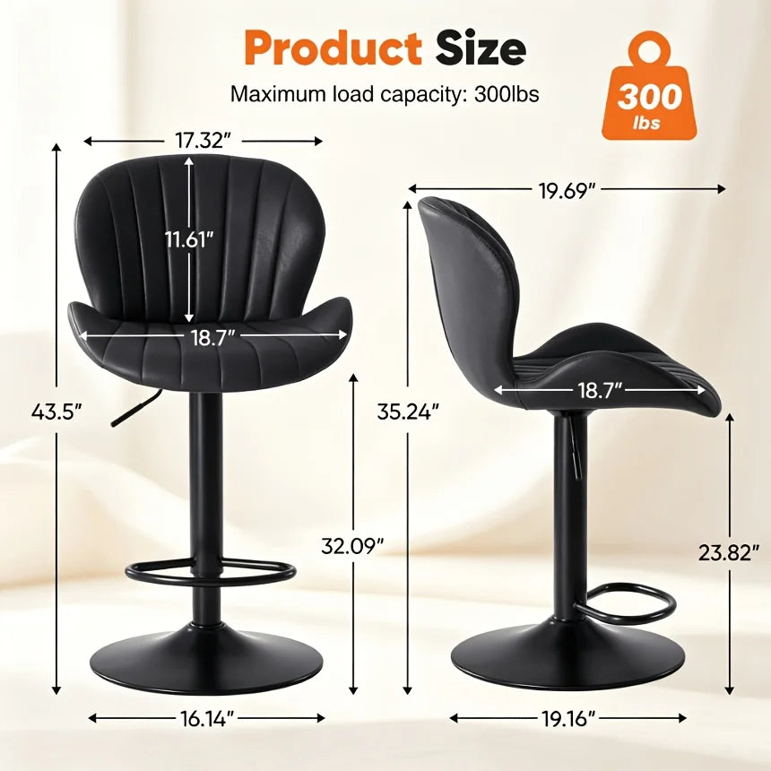 MATE BIRDS Adjustable Swivel Bar Stools With PU Leather Cushions