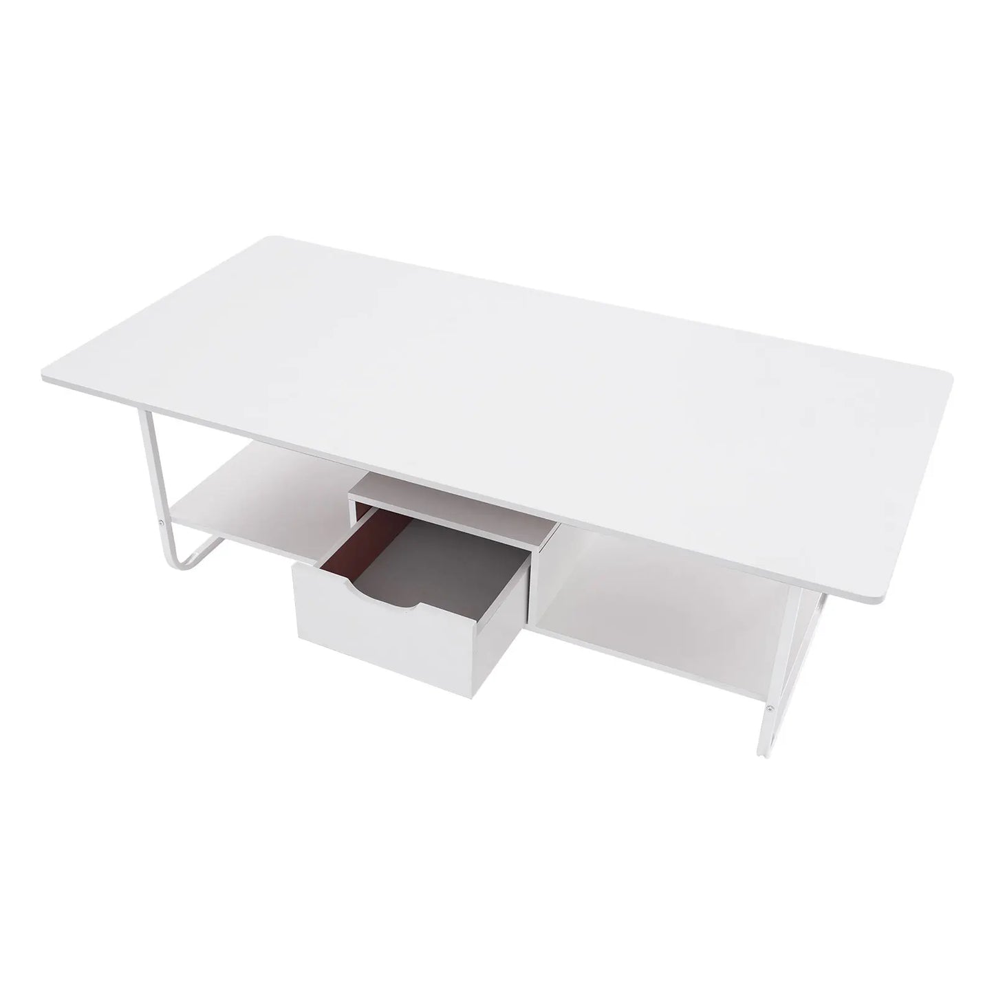 Modern Coffee Table With One Drawer And Two Tiers Wooden