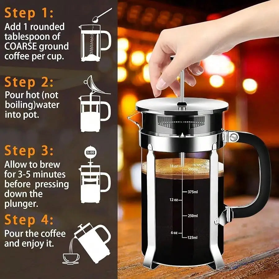 XMSJ 304 Stainless Steel French Press With Four Filters