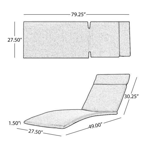 Outdoor Chaise Lounge Cushions Set Of 2 Water Resistant Fabric