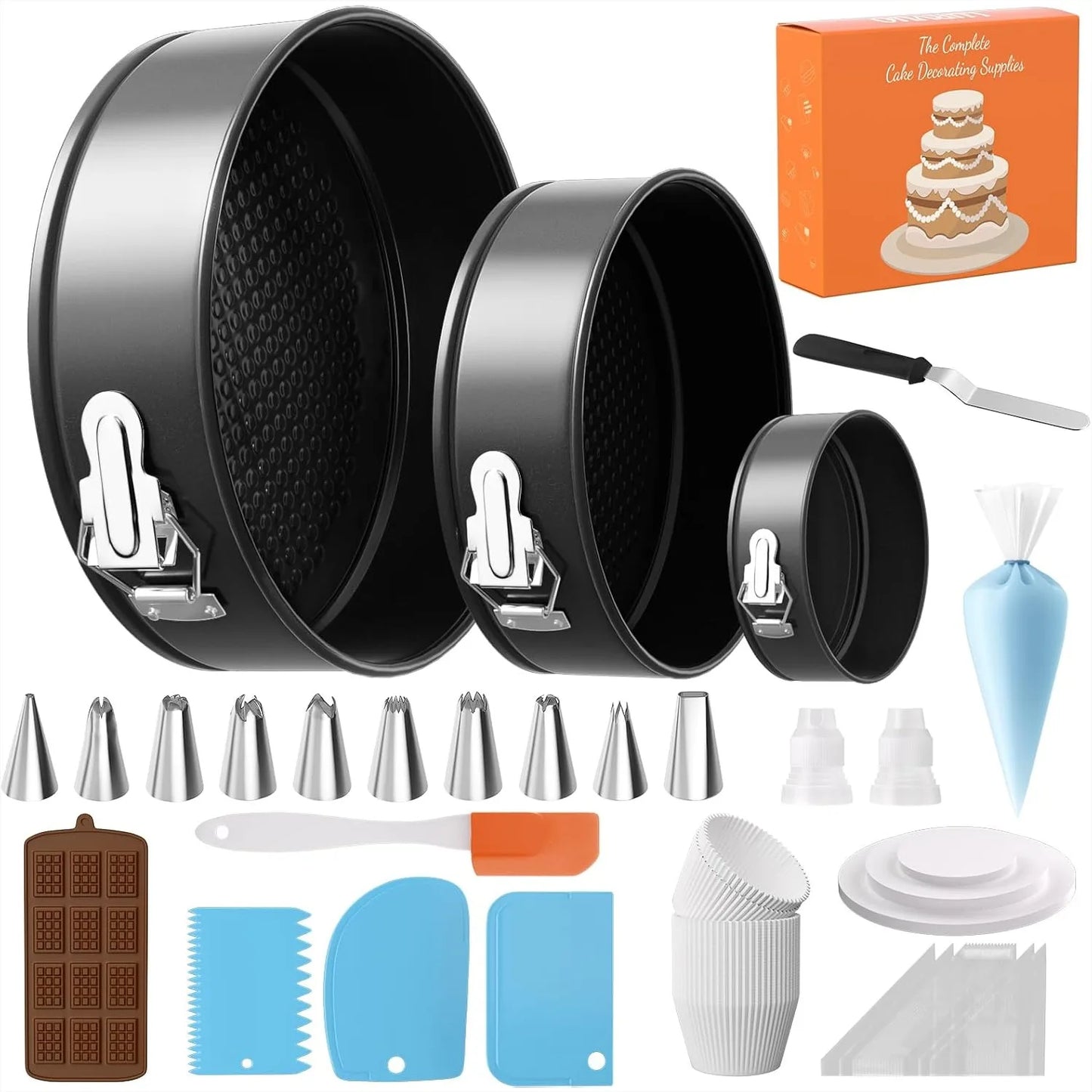 Nonstick Springform Cake Pan Set 131 Piece Piping Bags Kit