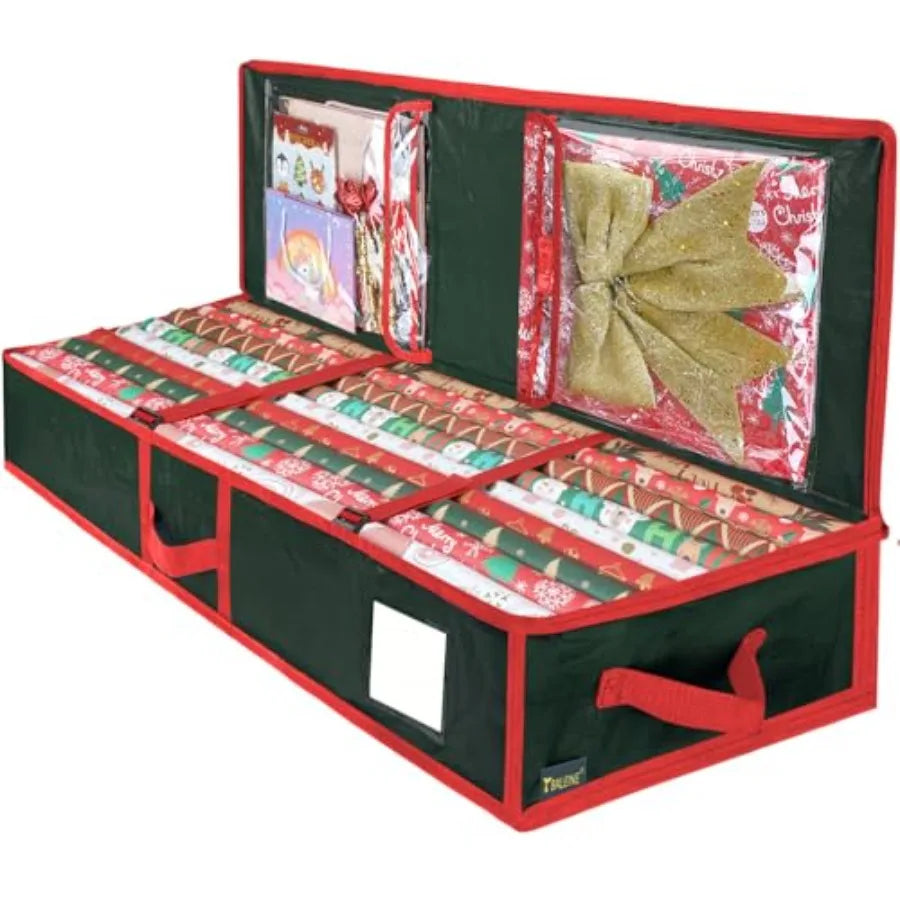 Soft Christmas Wrapping Paper Storage Bag With Flexible Partitions
