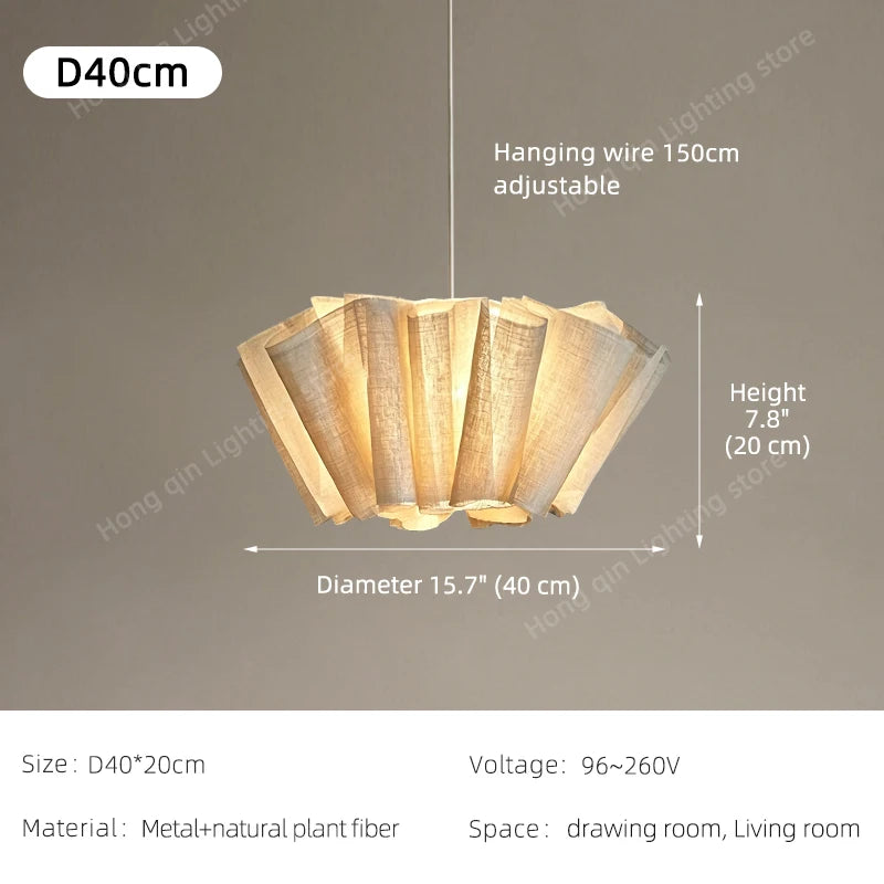 Yingxuan Wabi Sabi Pleated Pendant Chandelier for Dining Room