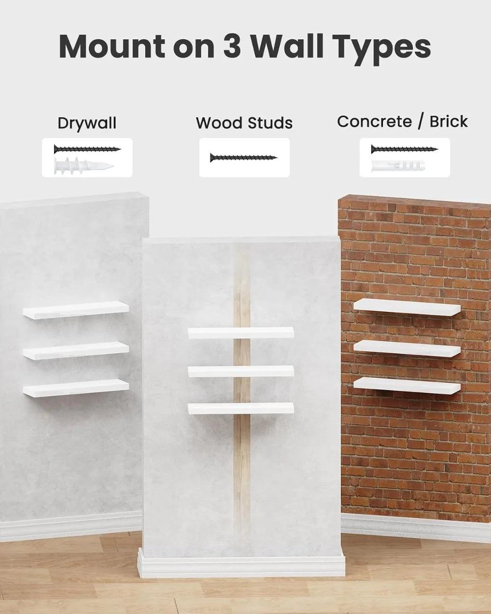 Floating Shelves Set Of 3 With Invisible Brackets Home Decor