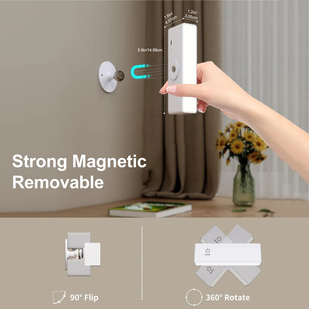 Rechargeable LED Wall Sconce Bedside Lamp USB Charge 360 Rotate