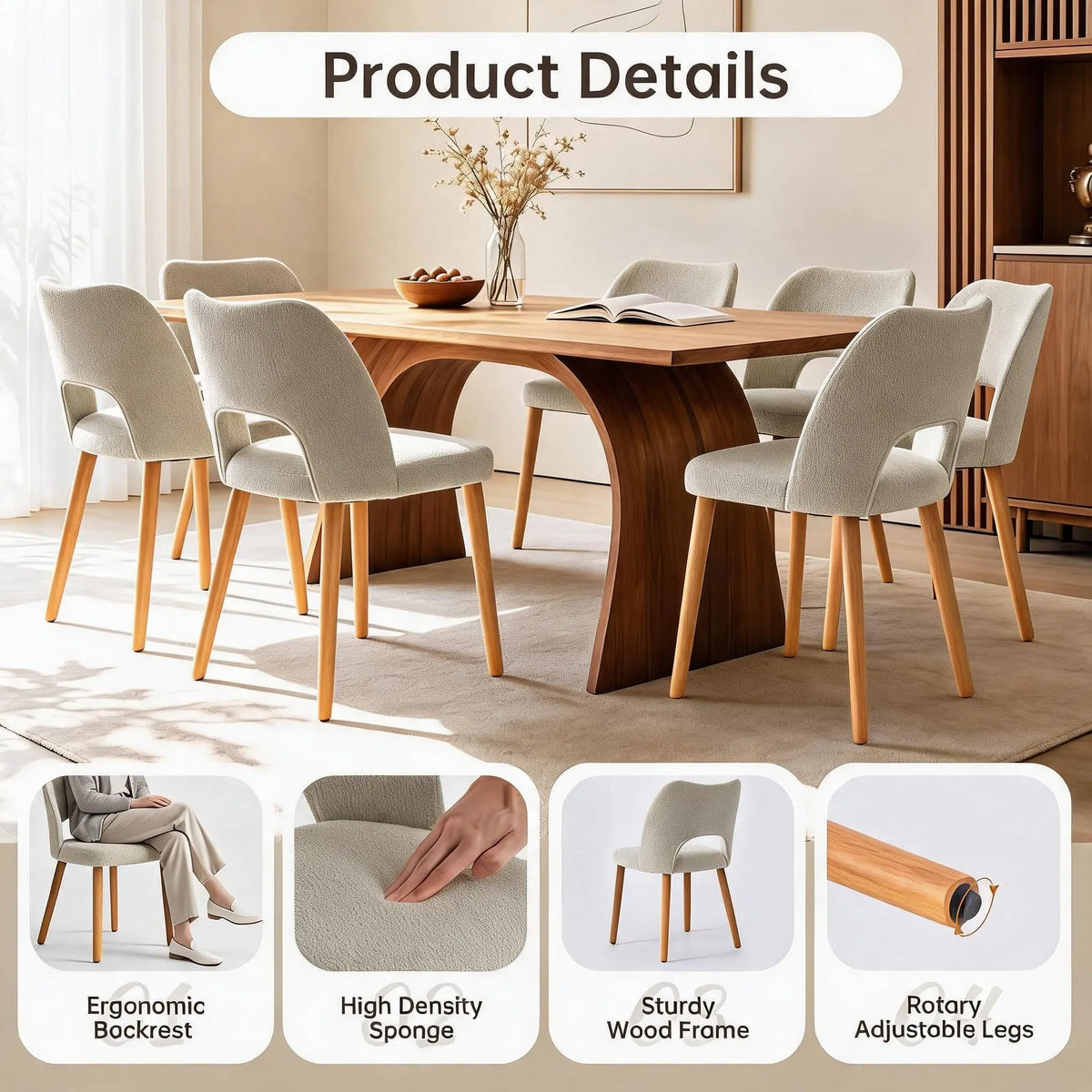 HiMISS Modern Upholstered Dining Chairs With Butterfly Backs