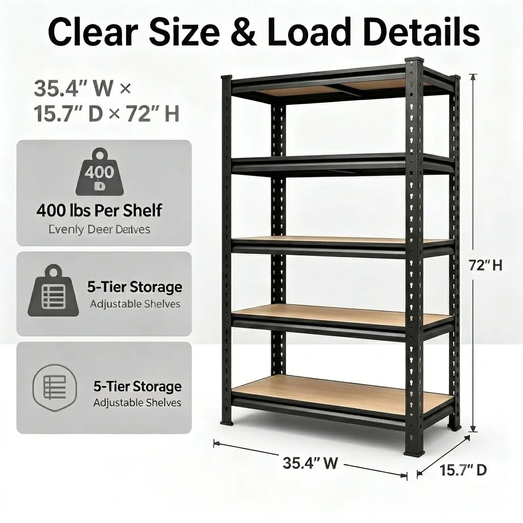Heavy Duty Metal Storage Rack Five Tier MDF Board Unit
