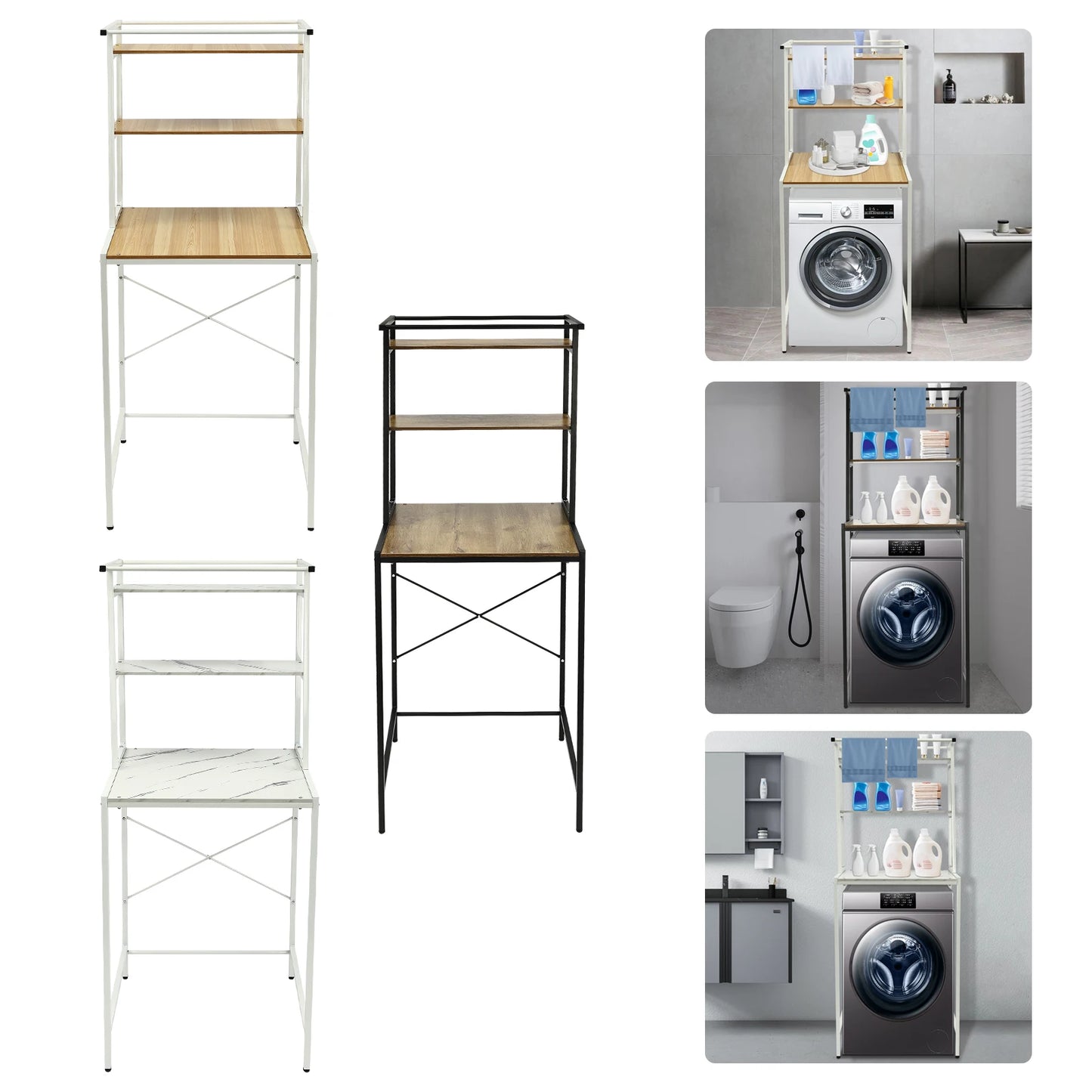 Bymaocar 3-Tier Washing Machine Shelving Laundry Room Organizer