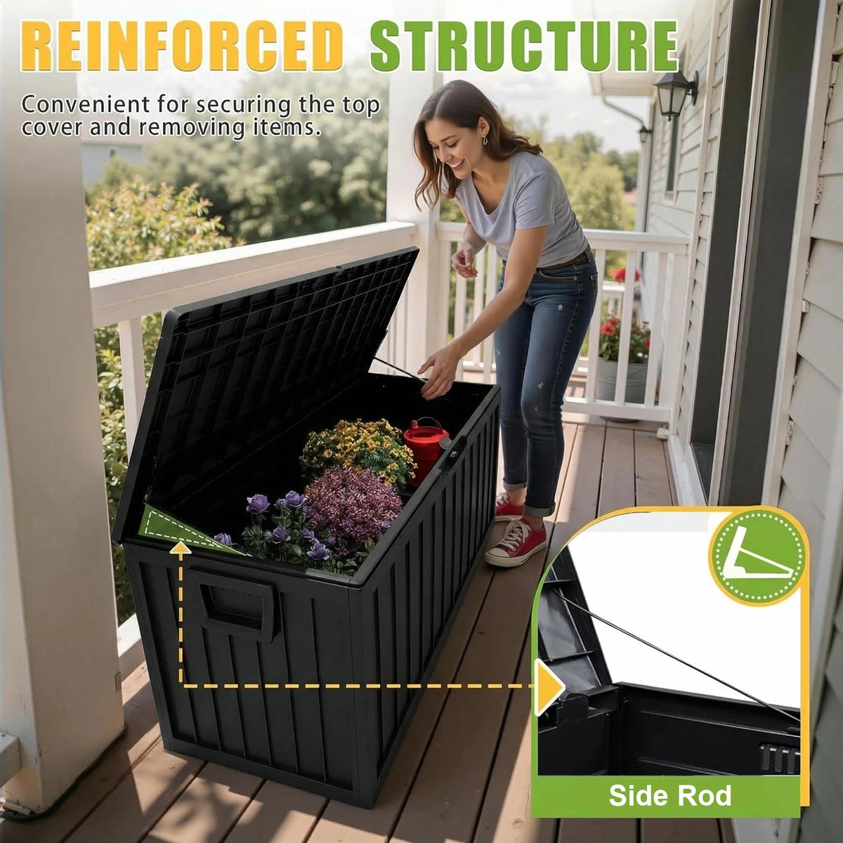 SARENZOON Outdoor Deck Storage Box With Lockable Lid