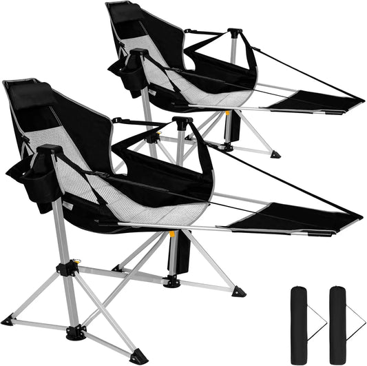 Two Pack Aluminum Hammock Chair With Footrest Portable Folding Swing Chair